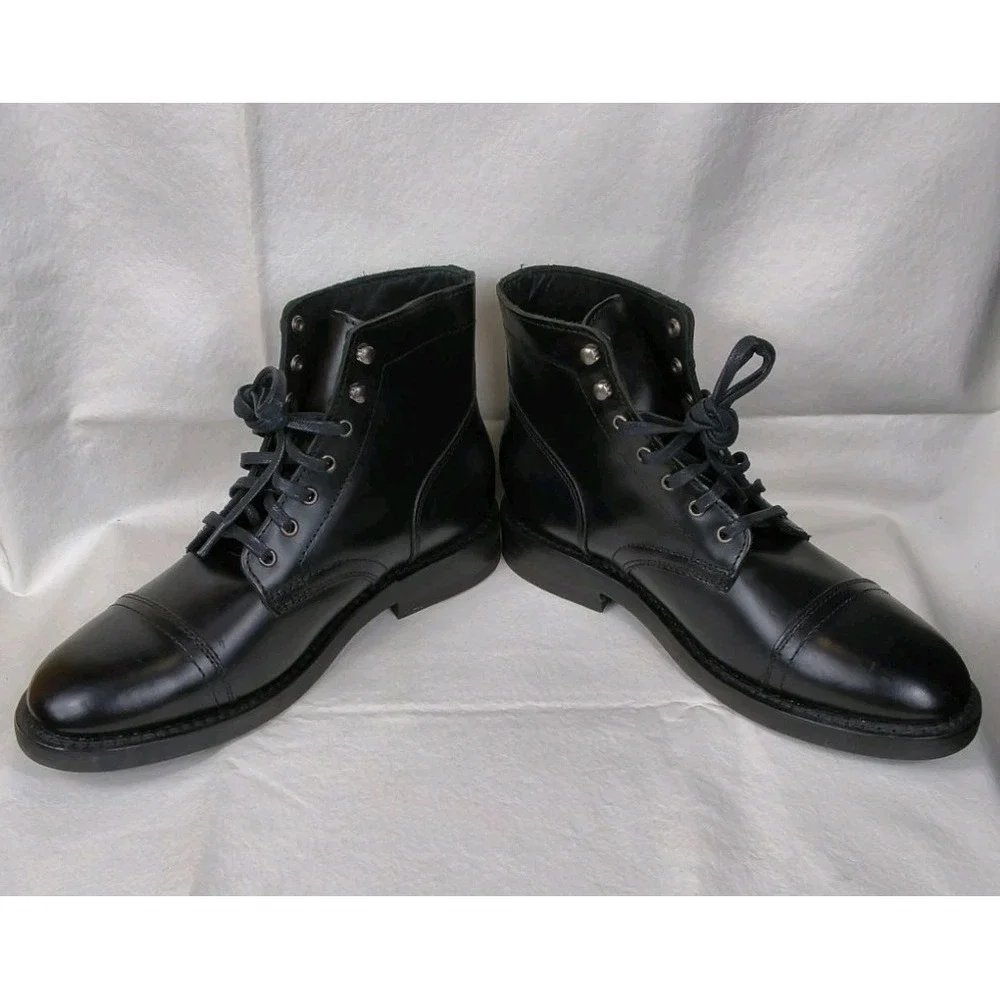 Thursday Boot Company Captain Black Leather Cap Toe Boots Men's US 8.5 Lace Up